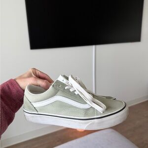 Vans Sage and White Low-Top Sneakers
